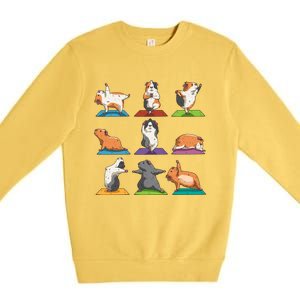 Guinea Pig Yoga Position Workout Gift Premium Crewneck Sweatshirt