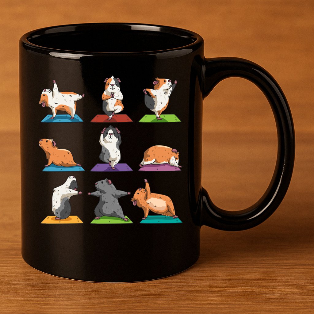 Guinea Pig Yoga Position Workout Gift 11oz C Handle Ceramic Mug