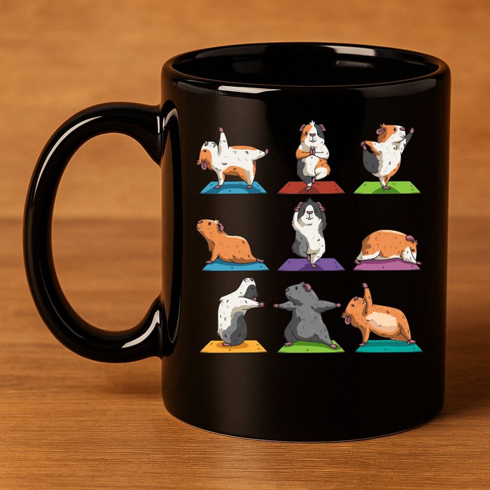 Guinea Pig Yoga Position Workout Gift 11oz C Handle Ceramic Mug