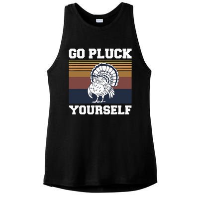 Go Pluck Yourself Pun For A Turkey Cook Lover Ladies PosiCharge Tri-Blend Wicking Tank