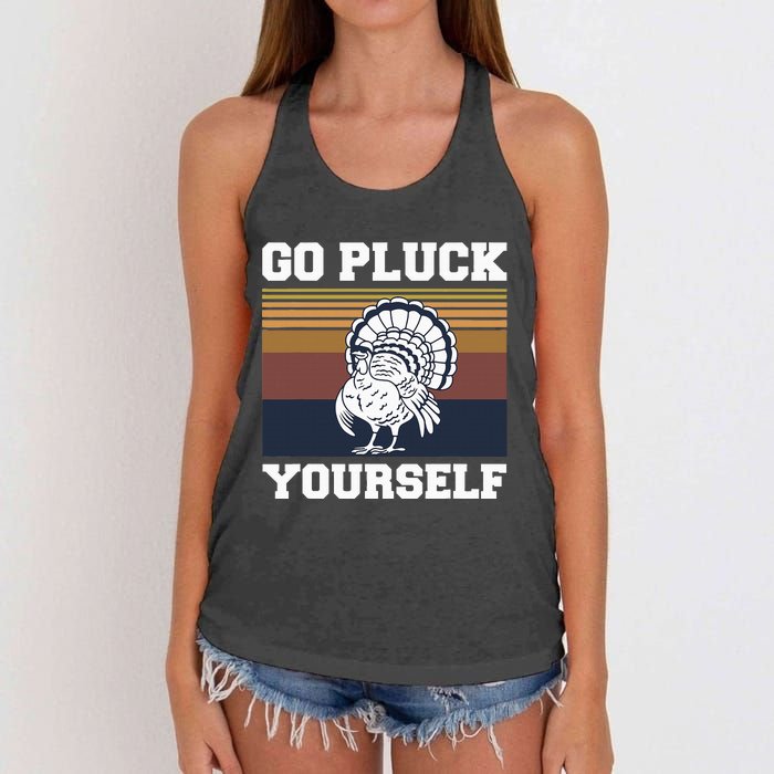 Go Pluck Yourself Pun For A Turkey Cook Lover Women's Knotted Racerback Tank