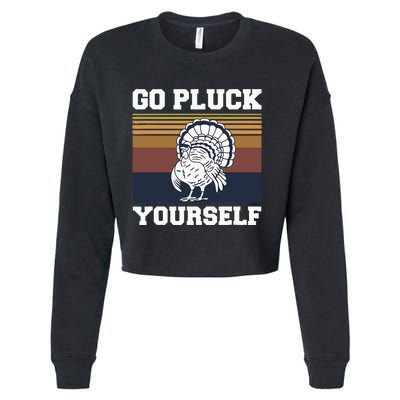 Go Pluck Yourself Pun For A Turkey Cook Lover Cropped Pullover Crew