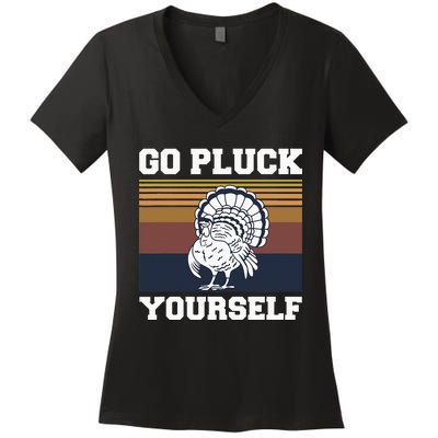 Go Pluck Yourself Pun For A Turkey Cook Lover Women's V-Neck T-Shirt