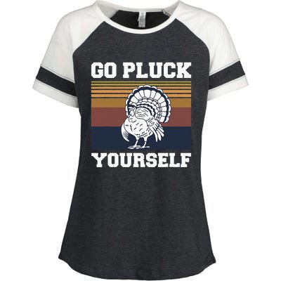 Go Pluck Yourself Pun For A Turkey Cook Lover Enza Ladies Jersey Colorblock Tee