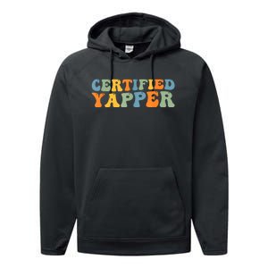 Groovy Professional Yapper Funny Joke For Certified Yapper Performance Fleece Hoodie