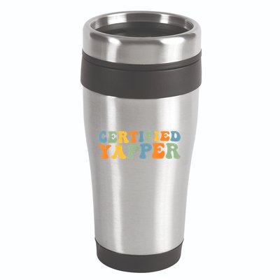 Groovy Professional Yapper Funny Joke For Certified Yapper 16oz Travel Tumbler