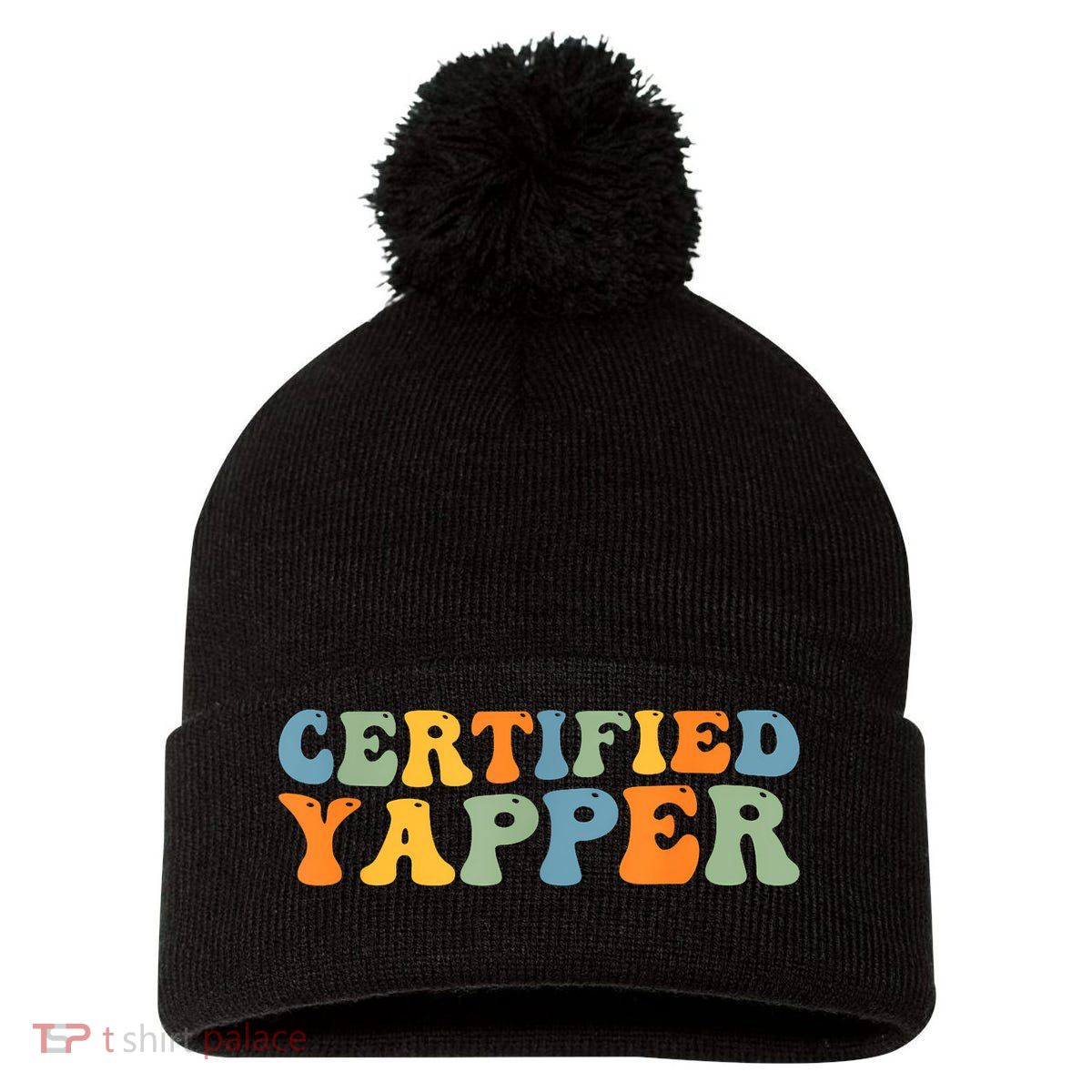 Groovy Professional Yapper Funny Joke For Certified Yapper Pom Pom 12in Knit Beanie