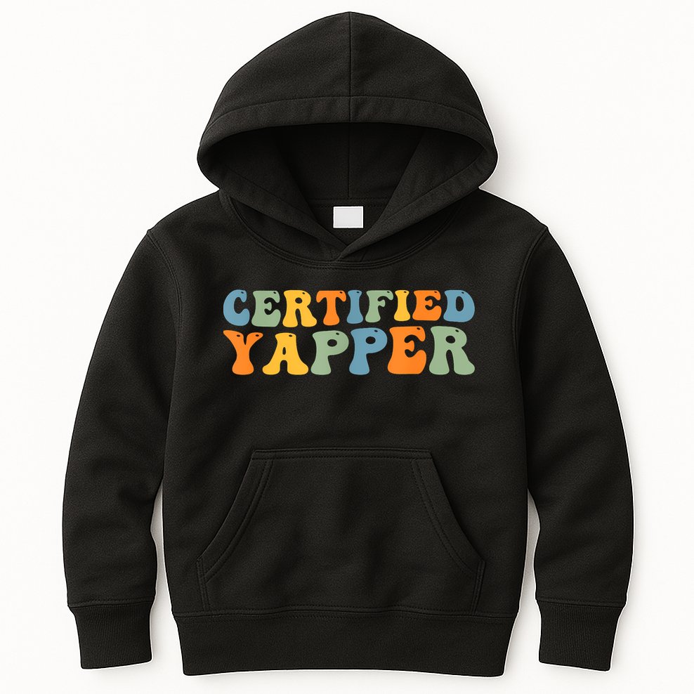 Groovy Professional Yapper Funny Joke For Certified Yapper Kids Hoodie