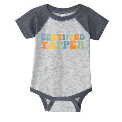 Groovy Professional Yapper Funny Joke For Certified Yapper Infant Baby Jersey Bodysuit