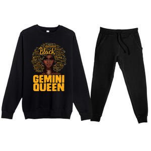 Gemini Queen Black Woman Afro Natural Hair African American Premium Crewneck Sweatsuit Set