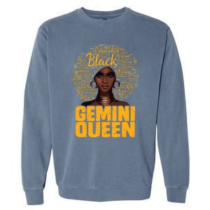 Gemini Queen Black Woman Afro Natural Hair African American Garment-Dyed Sweatshirt