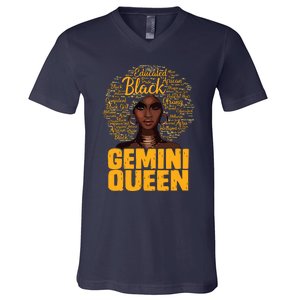 Gemini Queen Black Woman Afro Natural Hair African American V-Neck T-Shirt