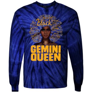 Gemini Queen Black Woman Afro Natural Hair African American Tie-Dye Long Sleeve Shirt