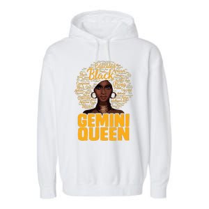 Gemini Queen Black Woman Afro Natural Hair African American Garment-Dyed Fleece Hoodie