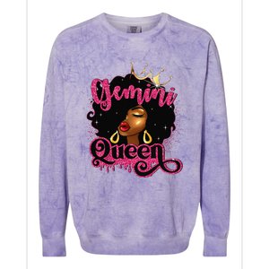 Gemini Queen Birthday Afro Black Zodiac Birthday Colorblast Crewneck Sweatshirt