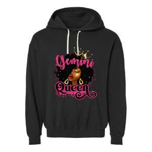 Gemini Queen Birthday Afro Black Zodiac Birthday Garment-Dyed Fleece Hoodie