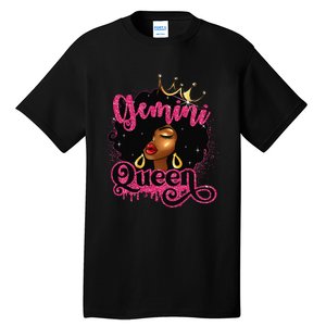 Gemini Queen Birthday Afro Black Zodiac Birthday Tall T-Shirt