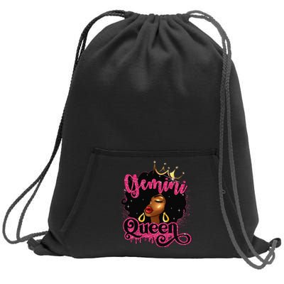 Gemini Queen Birthday Afro Black Zodiac Birthday Sweatshirt Cinch Pack Bag