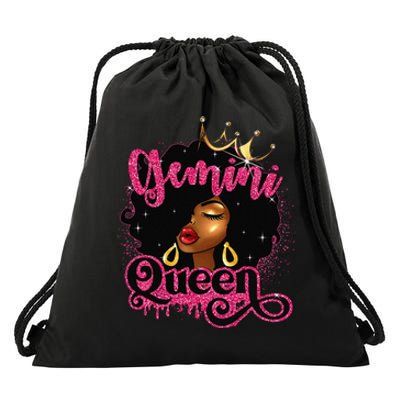 Gemini Queen Birthday Afro Black Zodiac Birthday Drawstring Bag