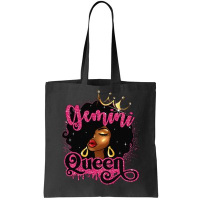 Gemini Queen Birthday Afro Black Zodiac Birthday Tote Bag