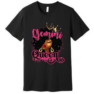 Gemini Queen Birthday Afro Black Zodiac Birthday Premium T-Shirt