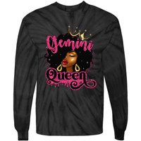 Gemini Queen Birthday Afro Black Zodiac Birthday Tie-Dye Long Sleeve Shirt