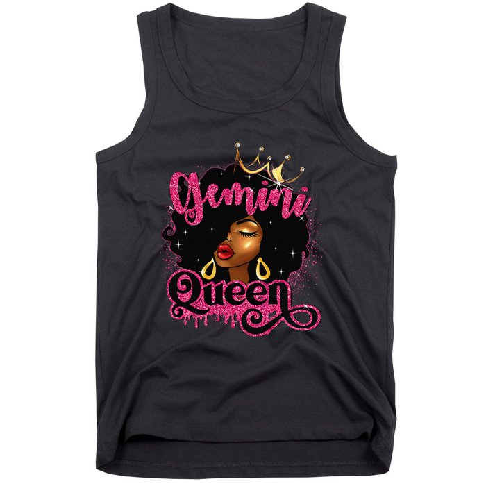 Gemini Queen Birthday Afro Black Zodiac Birthday Tank Top