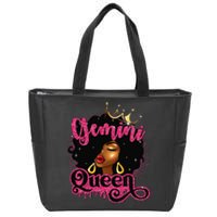 Gemini Queen Birthday Afro Black Zodiac Birthday Zip Tote Bag