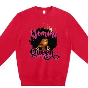 Gemini Queen Birthday Afro Black Zodiac Birthday Premium Crewneck Sweatshirt