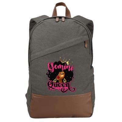 Gemini Queen Birthday Afro Black Zodiac Birthday Cotton Canvas Backpack