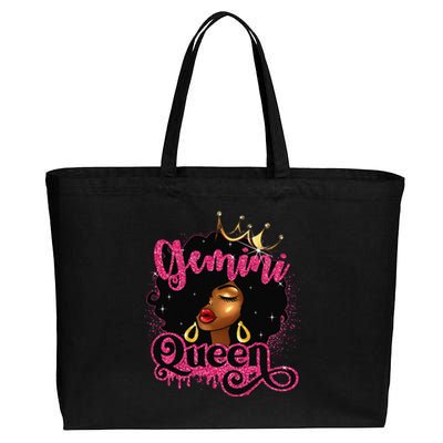 Gemini Queen Birthday Afro Black Zodiac Birthday Cotton Canvas Jumbo Tote