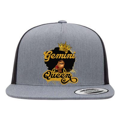 Gemini Queen Birthday Afro Woman Black Queen Zodiac Flat Bill Trucker Hat