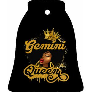 Gemini Queen Birthday Afro Woman Black Queen Zodiac Ceramic Bell Ornament