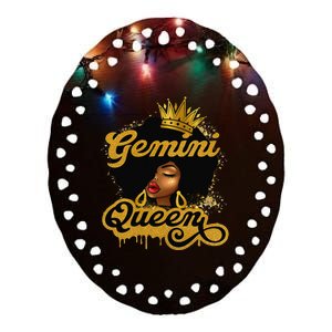 Gemini Queen Birthday Afro Woman Black Queen Zodiac Ceramic Oval Ornament