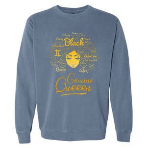 Gemini Queen Black Queen Birthday Gifts Zodiac Women Garment-Dyed Sweatshirt