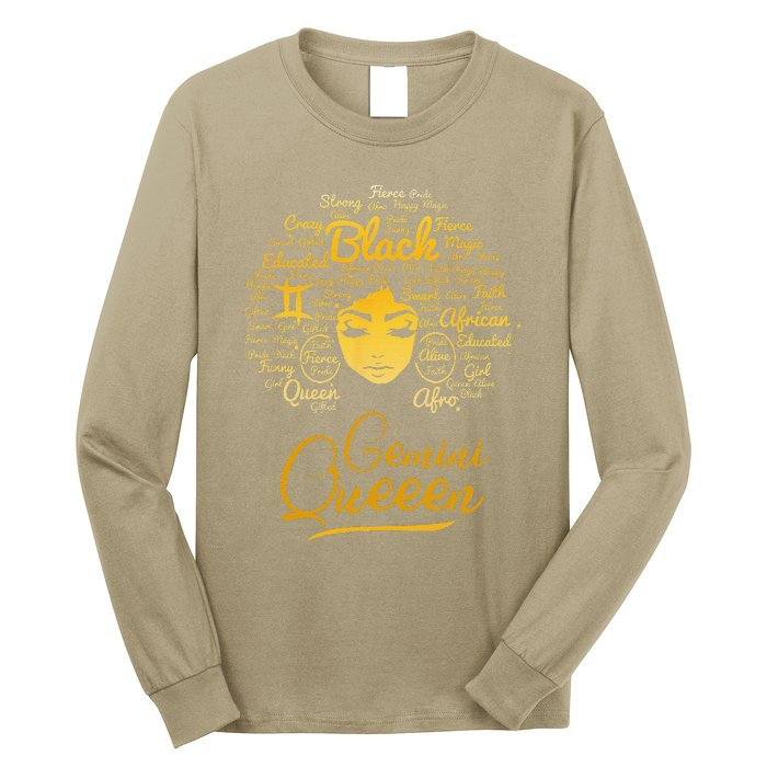 Gemini Queen Black Queen Birthday Gifts Zodiac Women Long Sleeve Shirt