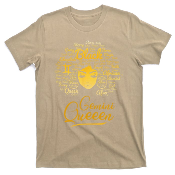 Gemini Queen Black Queen Birthday Gifts Zodiac Women T-Shirt