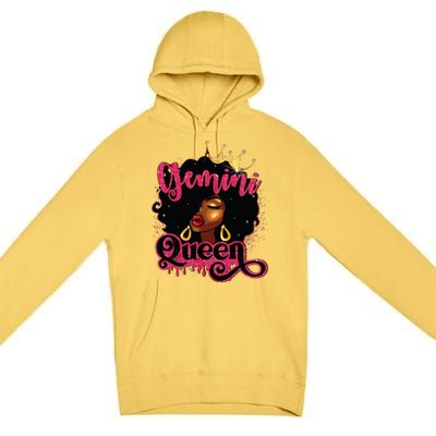 Gemini Queen Birthday Afro Girl Black Zodiac Birthday Premium Pullover Hoodie