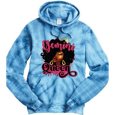 Gemini Queen Birthday Afro Girl Black Zodiac Birthday Tie Dye Hoodie