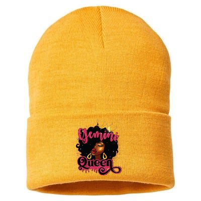 Gemini Queen Birthday Afro Girl Black Zodiac Birthday Sustainable Knit Beanie