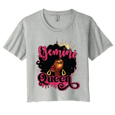 Gemini Queen Birthday Afro Girl Black Zodiac Birthday Women's Crop Top Tee