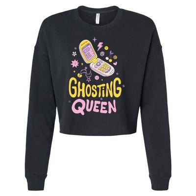 Ghosting Queen Cellphone Cropped Pullover Crew