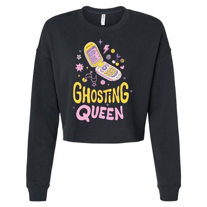 Ghosting Queen Cellphone Cropped Pullover Crew
