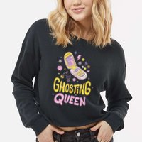 Ghosting Queen Cellphone Cropped Pullover Crew