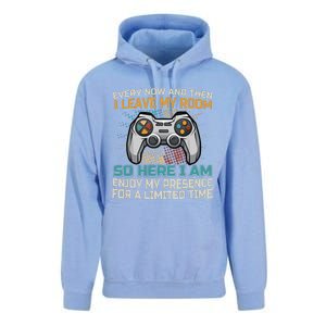 Gaming Quote Every Now And Then I Leave My Room Unisex Surf Hoodie