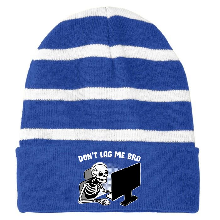 Gaming Quote Halloween Skeleton Gamers Respawn Gift Striped Beanie with Solid Band