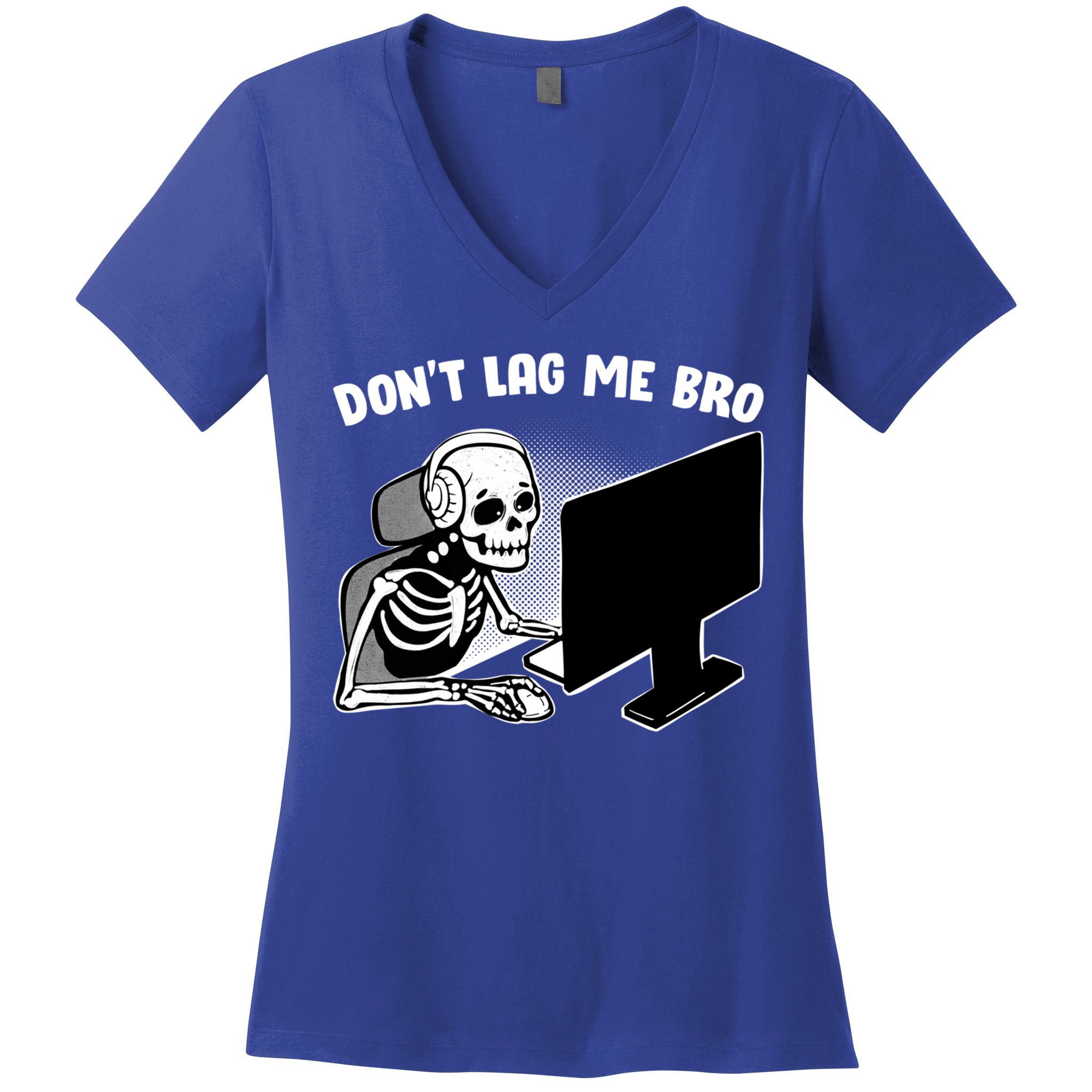 Gaming Quote Halloween Skeleton Gamers Respawn Gift Women's V-Neck T-Shirt