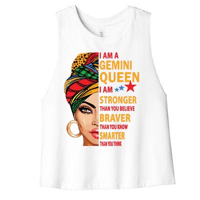 Gemini Queen I Am Stronger Birthday Gift For Gemini Zodiac Women's Racerback Cropped Tank