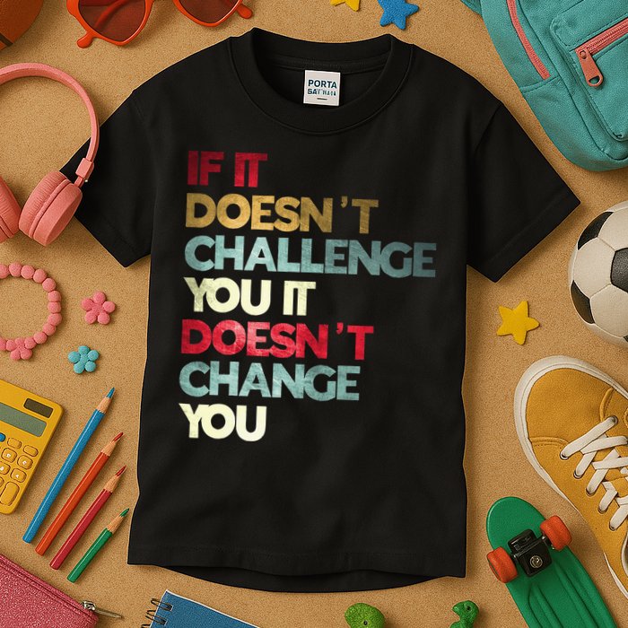 Gym Quote If It DoesnT Challenge You Fitness Motivation Kids T-Shirt