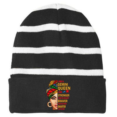 Gemini queen I am stronger birthday gift for Gemini zodiac Striped Beanie with Solid Band